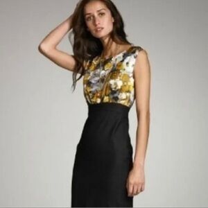 🖤 Rare! J.Crew Collection Wool Flannel Golden Roses Sheath Dress — EUC!